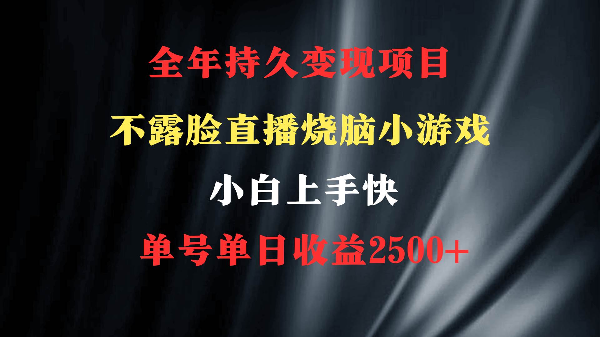 2024年 最优项目，烧脑小游戏不露脸直播  小白上手快 无门槛 一天收益2500+大成网创吧-网创项目资源站-副业项目-创业项目-搞钱项目大成网创吧