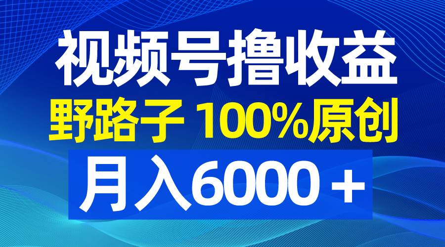 视频号野路子撸收益，100%原创，条条爆款，月入6000＋大成网创吧-网创项目资源站-副业项目-创业项目-搞钱项目大成网创吧