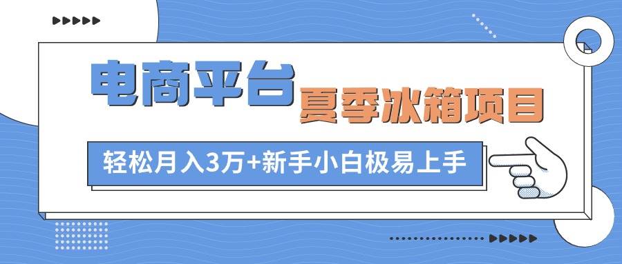 电商平台夏季冰箱项目，轻松月入3万+，新手小白极易上手大成网创吧-网创项目资源站-副业项目-创业项目-搞钱项目大成网创吧