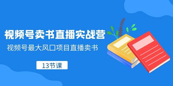 视频号-卖书直播实战营，视频号最大风囗项目直播卖书（13节课）大成网创吧-网创项目资源站-副业项目-创业项目-搞钱项目大成网创吧