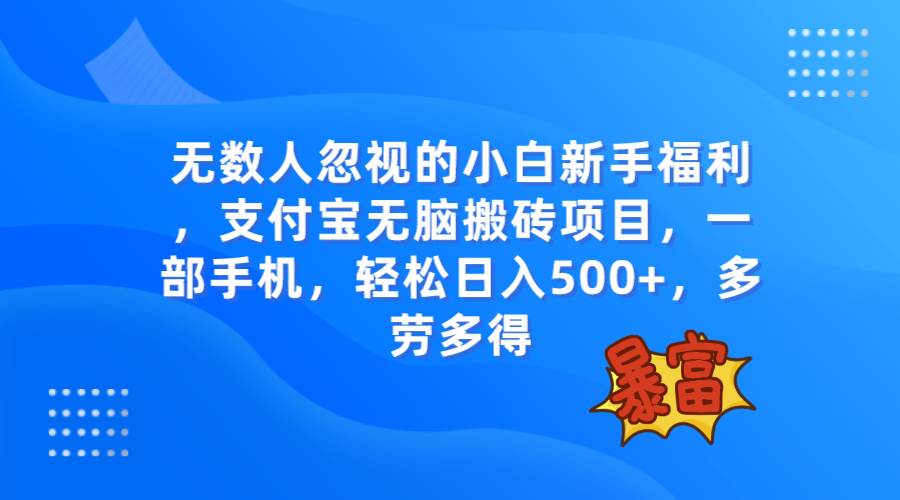 无数人忽视的项目，支付宝无脑搬砖项目，一部手机即可操作，轻松日入500+大成网创吧-网创项目资源站-副业项目-创业项目-搞钱项目大成网创吧