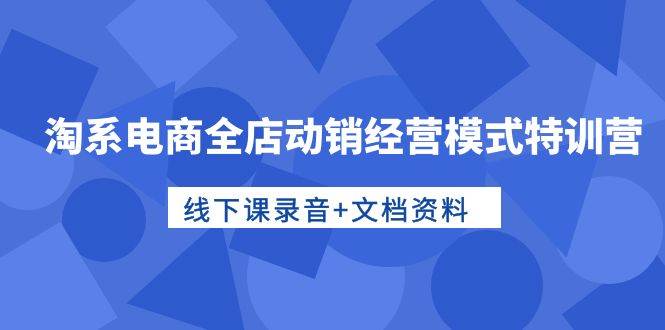 淘系电商全店动销经营模式特训营，线下课录音+文档资料大成网创吧-网创项目资源站-副业项目-创业项目-搞钱项目大成网创吧