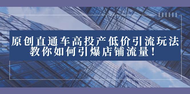 2023直通车高投产低价引流玩法，教你如何引爆店铺流量！大成网创吧-网创项目资源站-副业项目-创业项目-搞钱项目大成网创吧