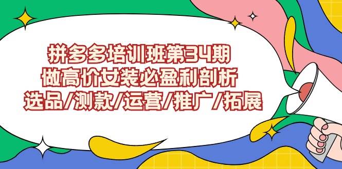 拼多多培训班第34期：做高价女装必盈利剖析  选品/测款/运营/推广/拓展大成网创吧-网创项目资源站-副业项目-创业项目-搞钱项目大成网创吧