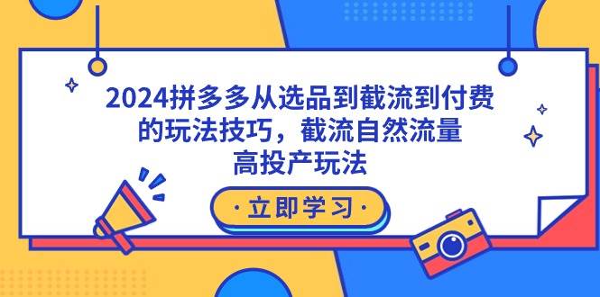 2024拼多多从选品到截流到付费的玩法技巧，截流自然流量玩法，高投产玩法大成网创吧-网创项目资源站-副业项目-创业项目-搞钱项目大成网创吧
