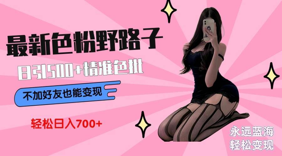 最新色粉变现野路子，日引500+老色批 可不加好友直接变现 小白轻松日入700+大成网创吧-网创项目资源站-副业项目-创业项目-搞钱项目大成网创吧