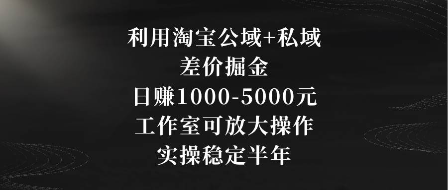 利用淘宝公域+私域差价掘金，日赚1000-5000元，工作室可放大操作，实操…大成网创吧-网创项目资源站-副业项目-创业项目-搞钱项目大成网创吧