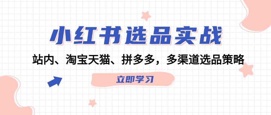 小红书选品实战：站内、淘宝天猫、拼多多，多渠道选品策略大成网创吧-网创项目资源站-副业项目-创业项目-搞钱项目大成网创吧