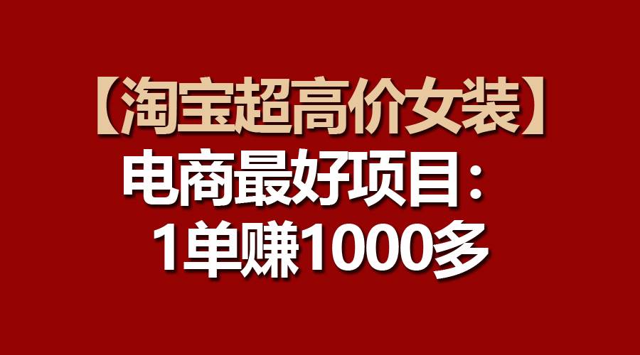 【淘宝超高价女装】电商最好项目：一单赚1000多大成网创吧-网创项目资源站-副业项目-创业项目-搞钱项目大成网创吧