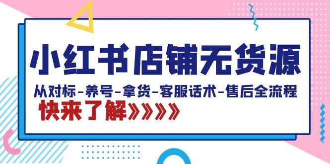 小红书店铺无货源：从对标-养号-拿货-客服话术-售后全流程（20节课）大成网创吧-网创项目资源站-副业项目-创业项目-搞钱项目大成网创吧