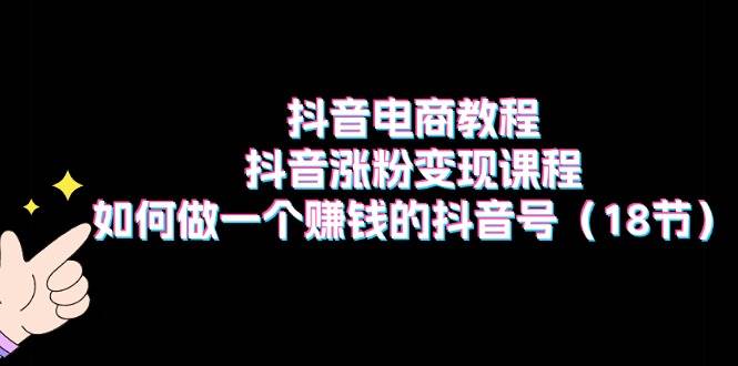 抖音电商教程：抖音涨粉变现课程：如何做一个赚钱的抖音号（18节）大成网创吧-网创项目资源站-副业项目-创业项目-搞钱项目大成网创吧