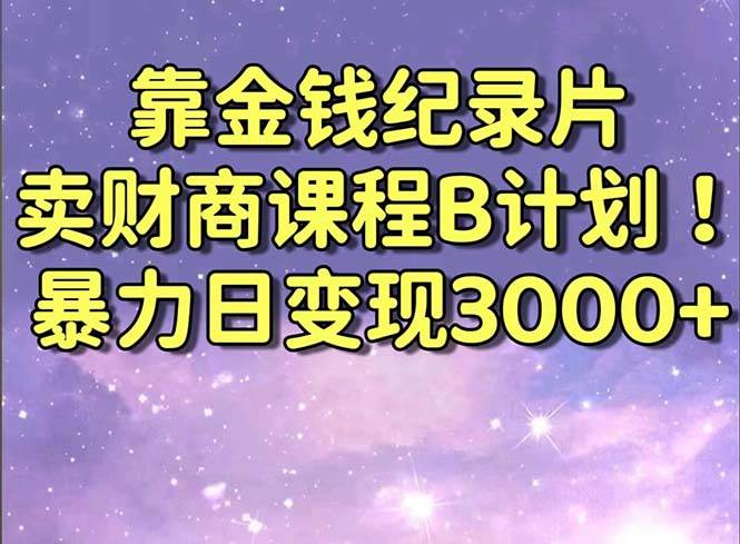 靠金钱纪录片卖财商课程B计划！暴力日变现3000+，喂饭式干货教程！大成网创吧-网创项目资源站-副业项目-创业项目-搞钱项目大成网创吧