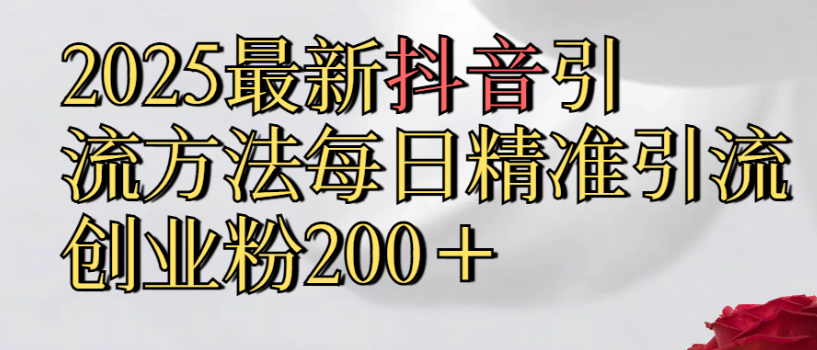2025最新抖音引流,方法每日精准引流创业粉300＋大成网创吧-网创项目资源站-副业项目-创业项目-搞钱项目大成网创吧