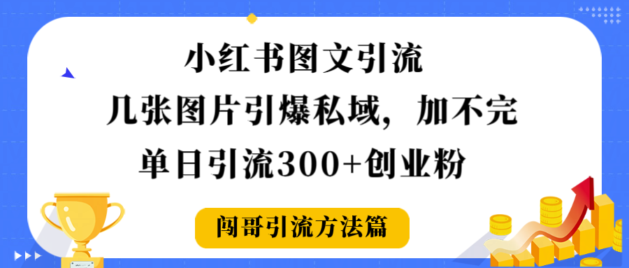 小红书图文引流，几张图片引爆私域加不完，单日引流300＋创业粉大成网创吧-网创项目资源站-副业项目-创业项目-搞钱项目大成网创吧