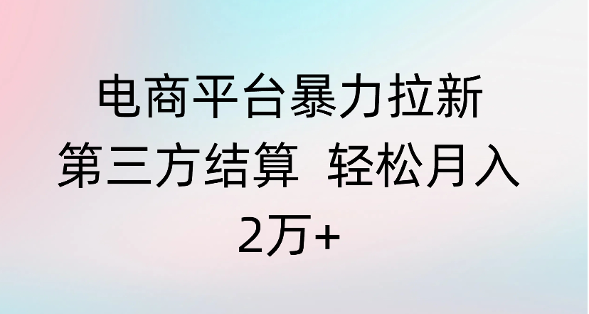 电商平台暴力拉新第三方结算 轻松月入2万+大成网创吧-网创项目资源站-副业项目-创业项目-搞钱项目大成网创吧
