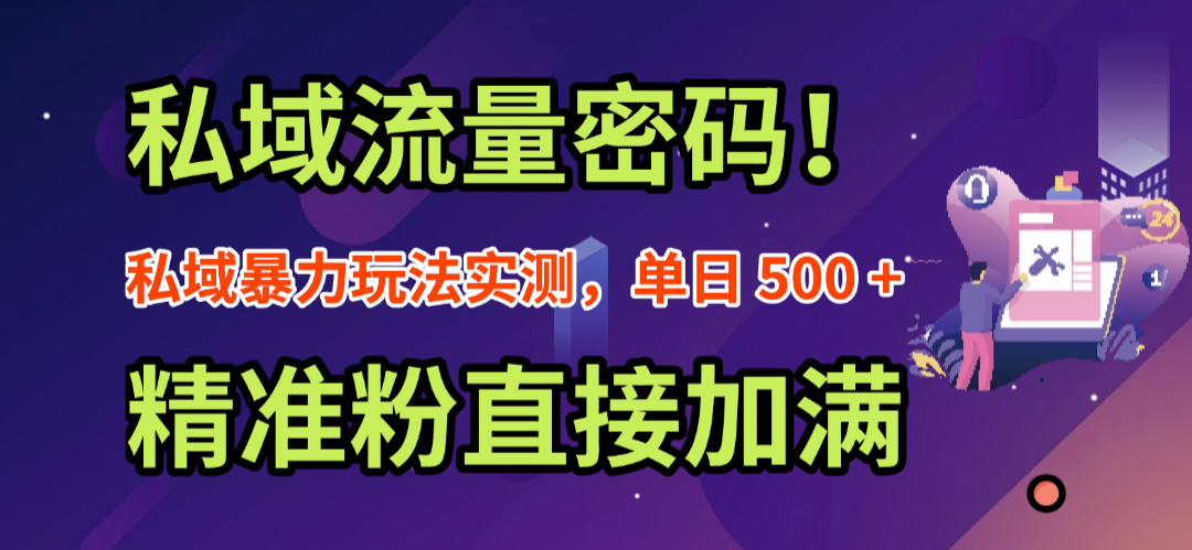私域流量密码！私域暴力玩法实测，单日 500 + 精准粉直接加满大成网创吧-网创项目资源站-副业项目-创业项目-搞钱项目大成网创吧