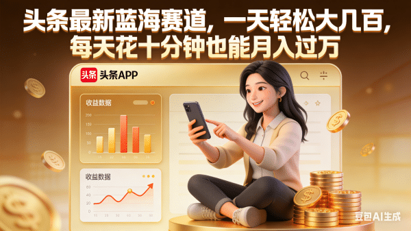 头条最新蓝海赛道，一天轻松大几百，每天花十分钟也能月入过万大成网创吧-网创项目资源站-副业项目-创业项目-搞钱项目大成网创吧