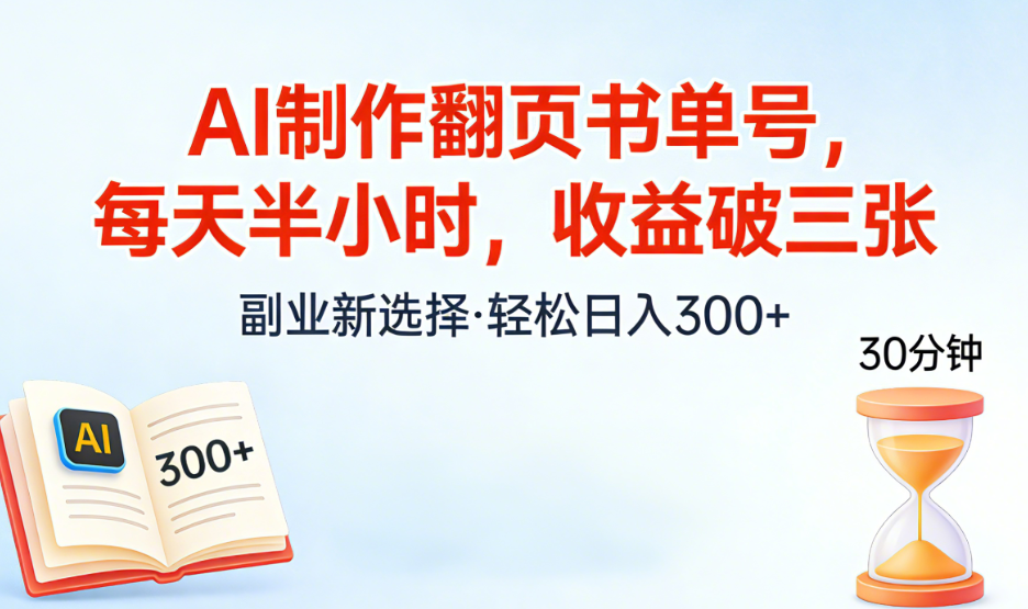AI制作翻页书单号，每天半小时，小白轻松上手大成网创吧-网创项目资源站-副业项目-创业项目-搞钱项目大成网创吧